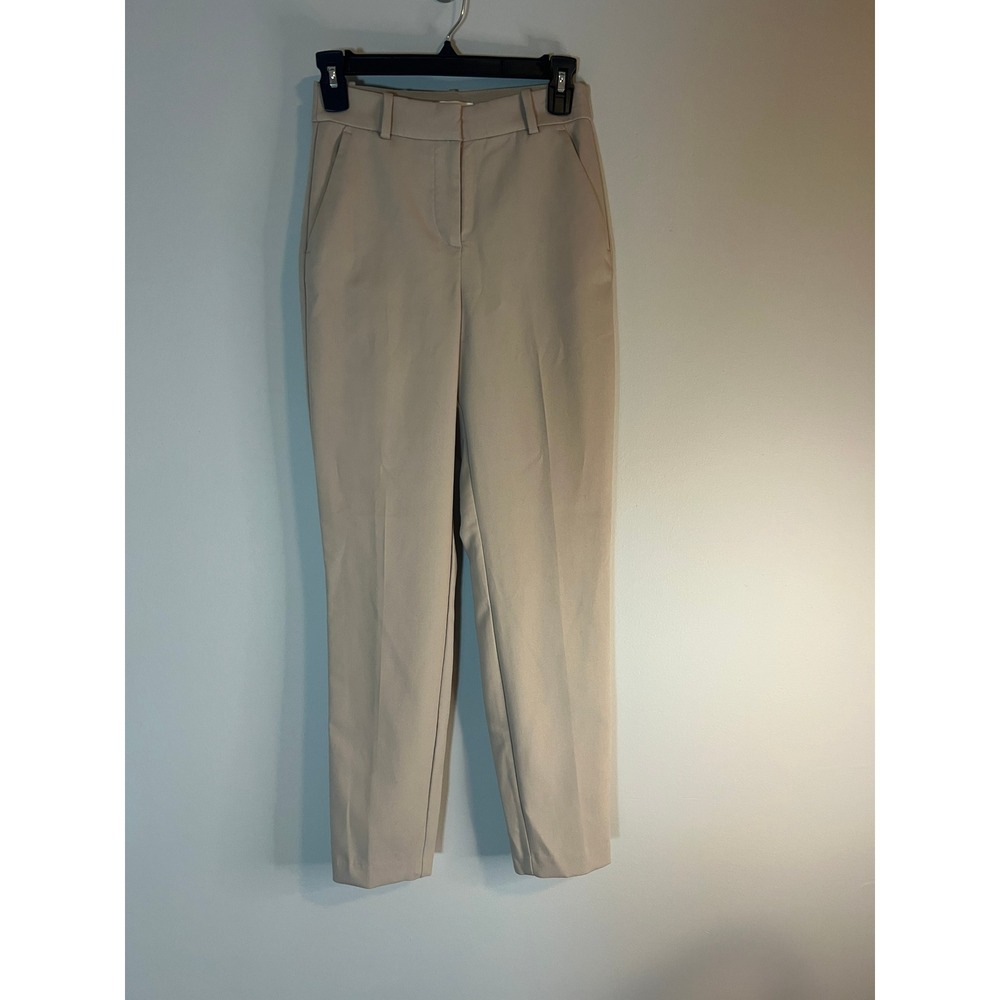 HM Womens Beige High Waisted Tapered Dress Pants Slim Fit Trousers Size 2